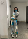 YANYAN KNITS Check Colorblock Sweatpants YYK-YYW23-0181-LANLV Blue/Green YYK-YYW23-0182